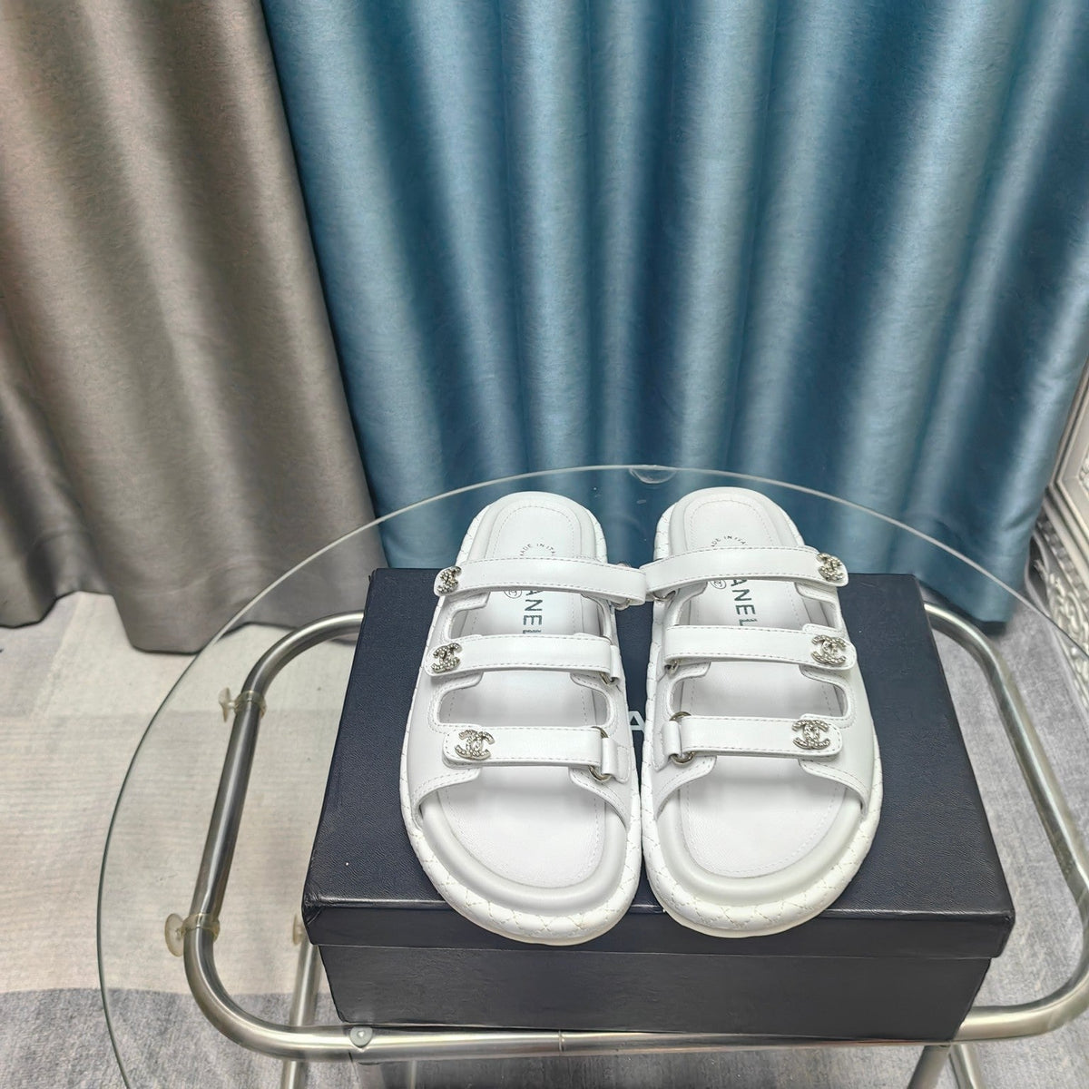 CC 25C Sandal Triple Straps White Calfskin