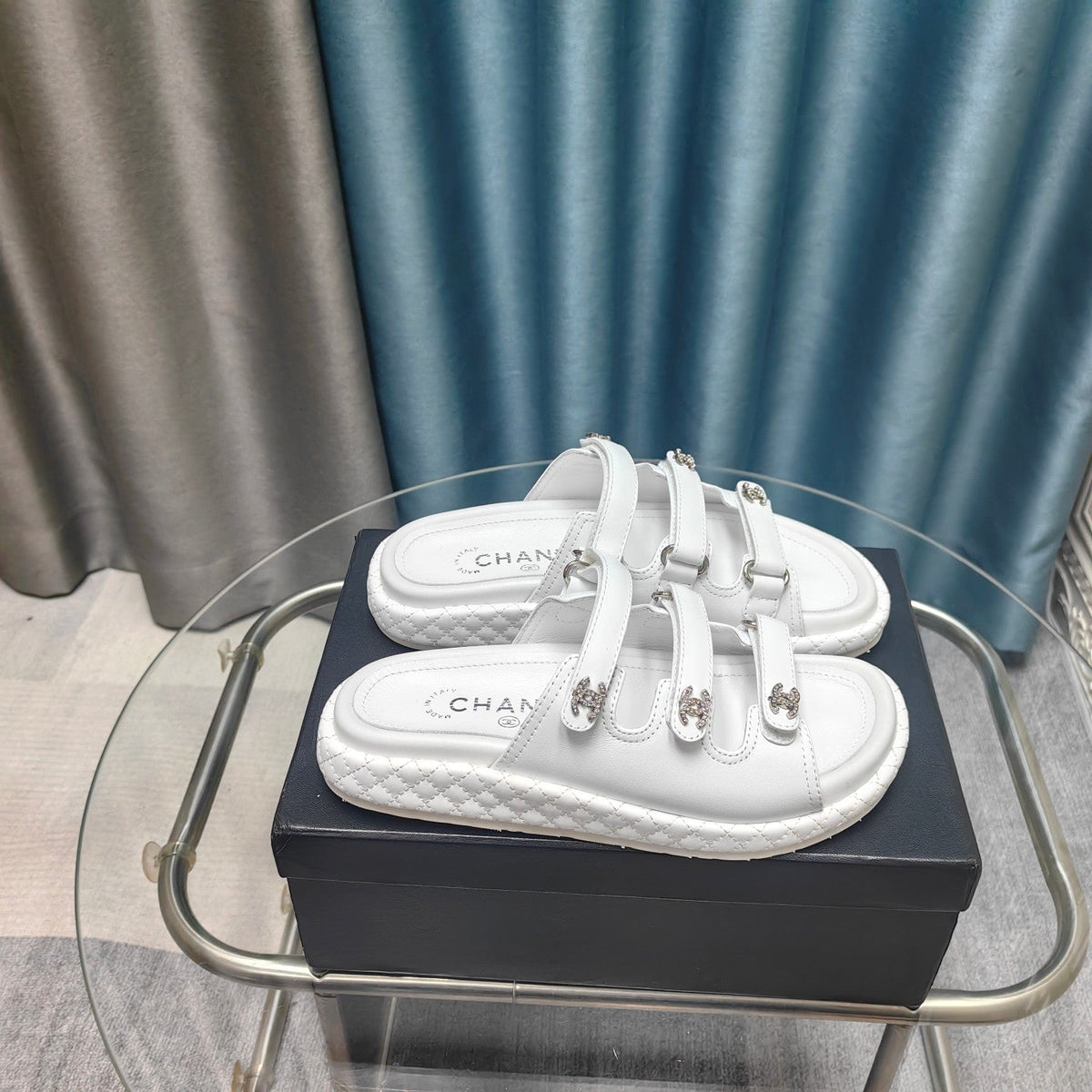 CC 25C Sandal Triple Straps White Calfskin