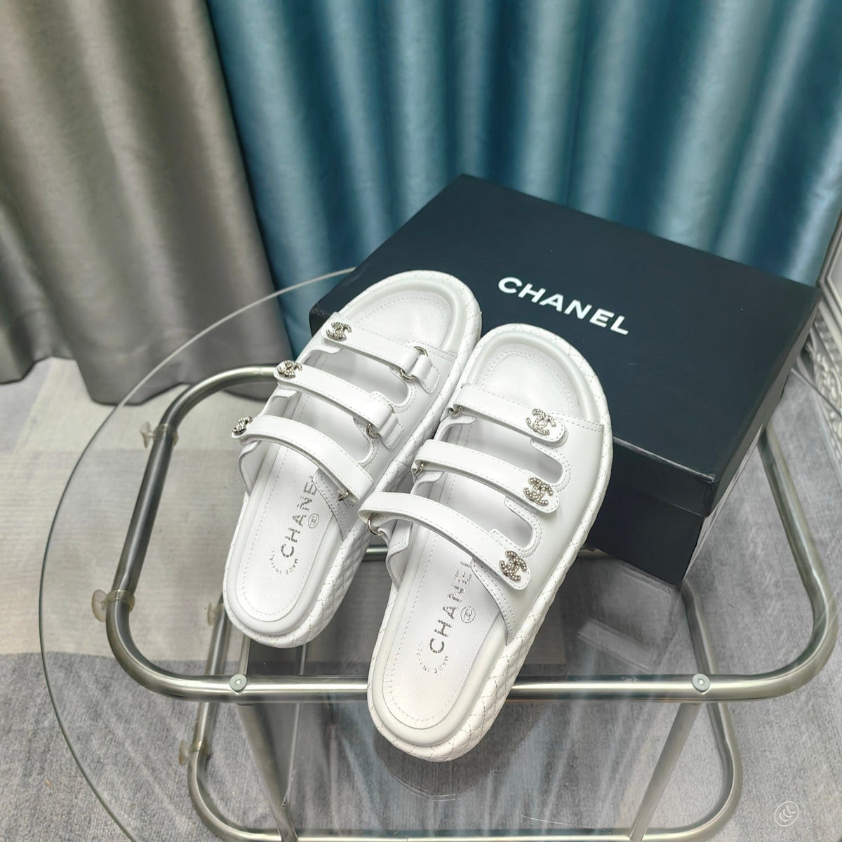 CC 25C Sandal Triple Straps White Calfskin