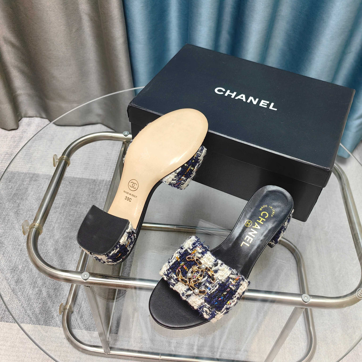 CC 25 Sandal Heel 5cm Tweed Mop