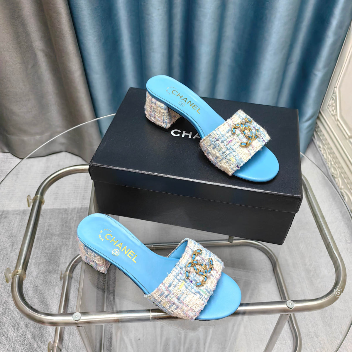 CC 25 Sandal Heel 5cm Tweed Mop