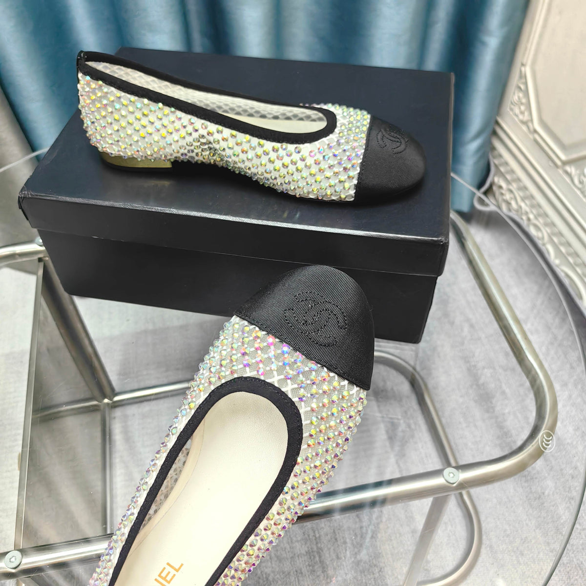CC 25P Ballet Flat White Mesh Fabric