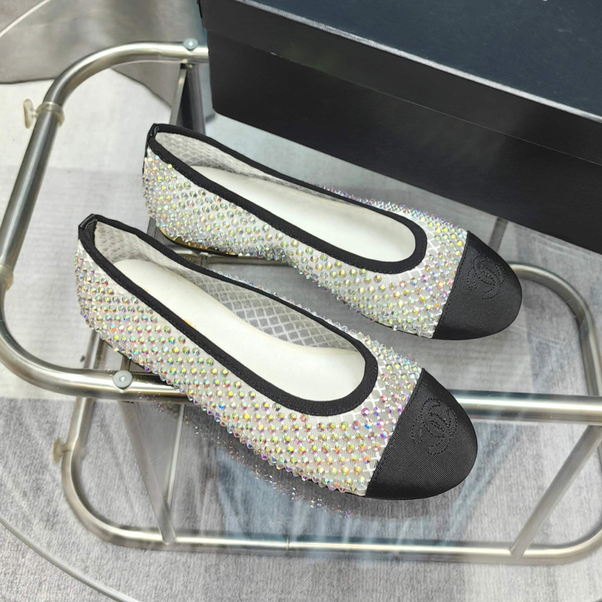 CC 25P Ballet Flat White Mesh Fabric