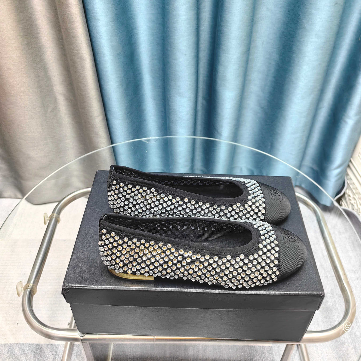 CC 25P Ballet Flat Black Mesh Fabric