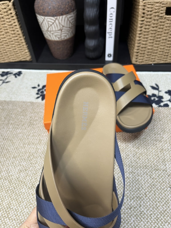 HM Men's Kazimir Moss Green Navy Blue Calfskin 595576