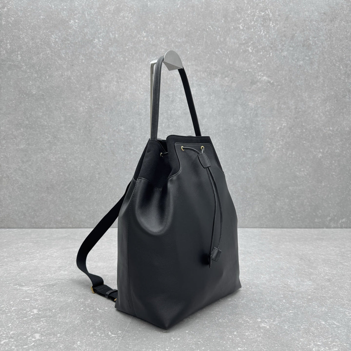The Row 2025 Spring Backpack 38cm Black Leather Fabric