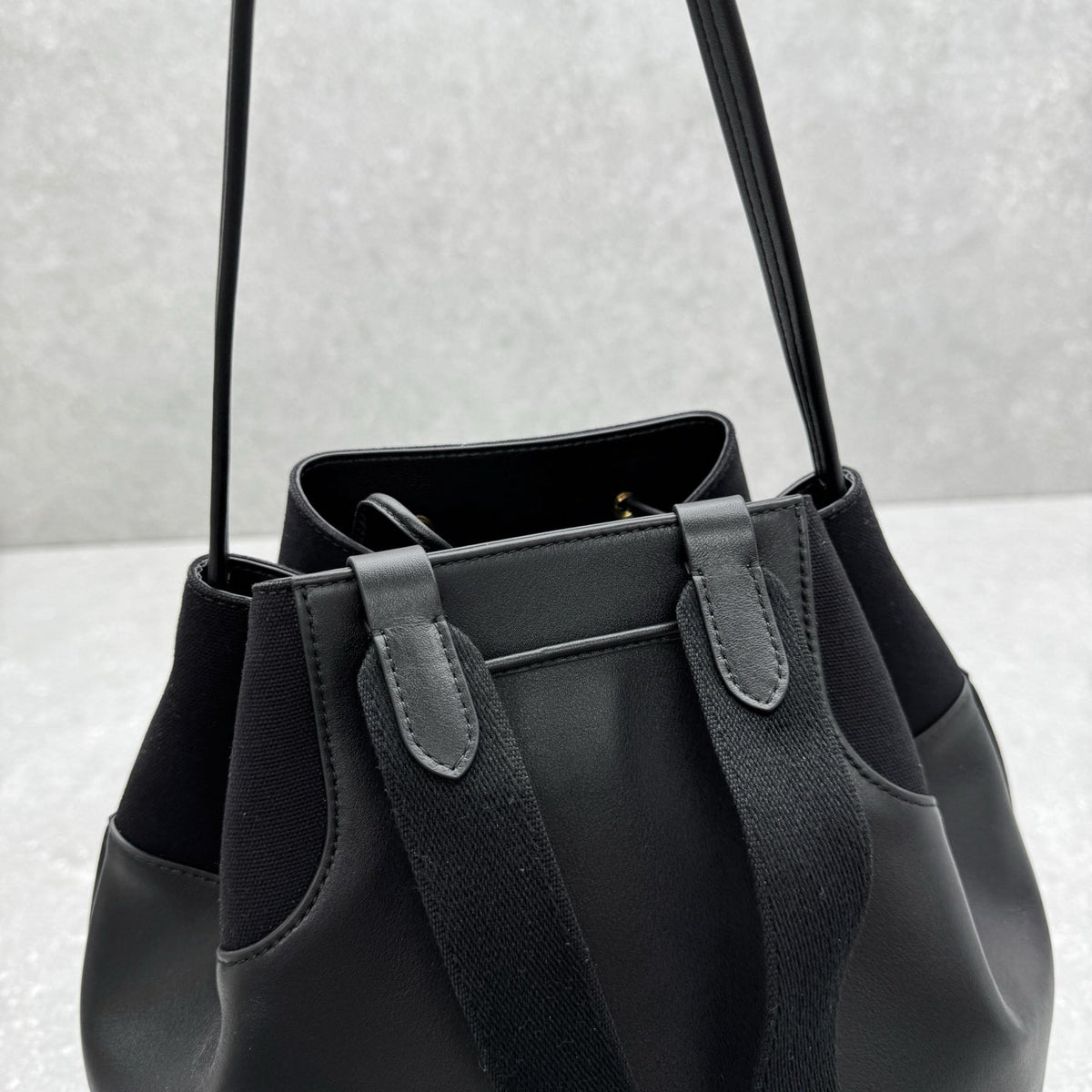 The Row 2025 Spring Backpack 38cm Black Leather Fabric