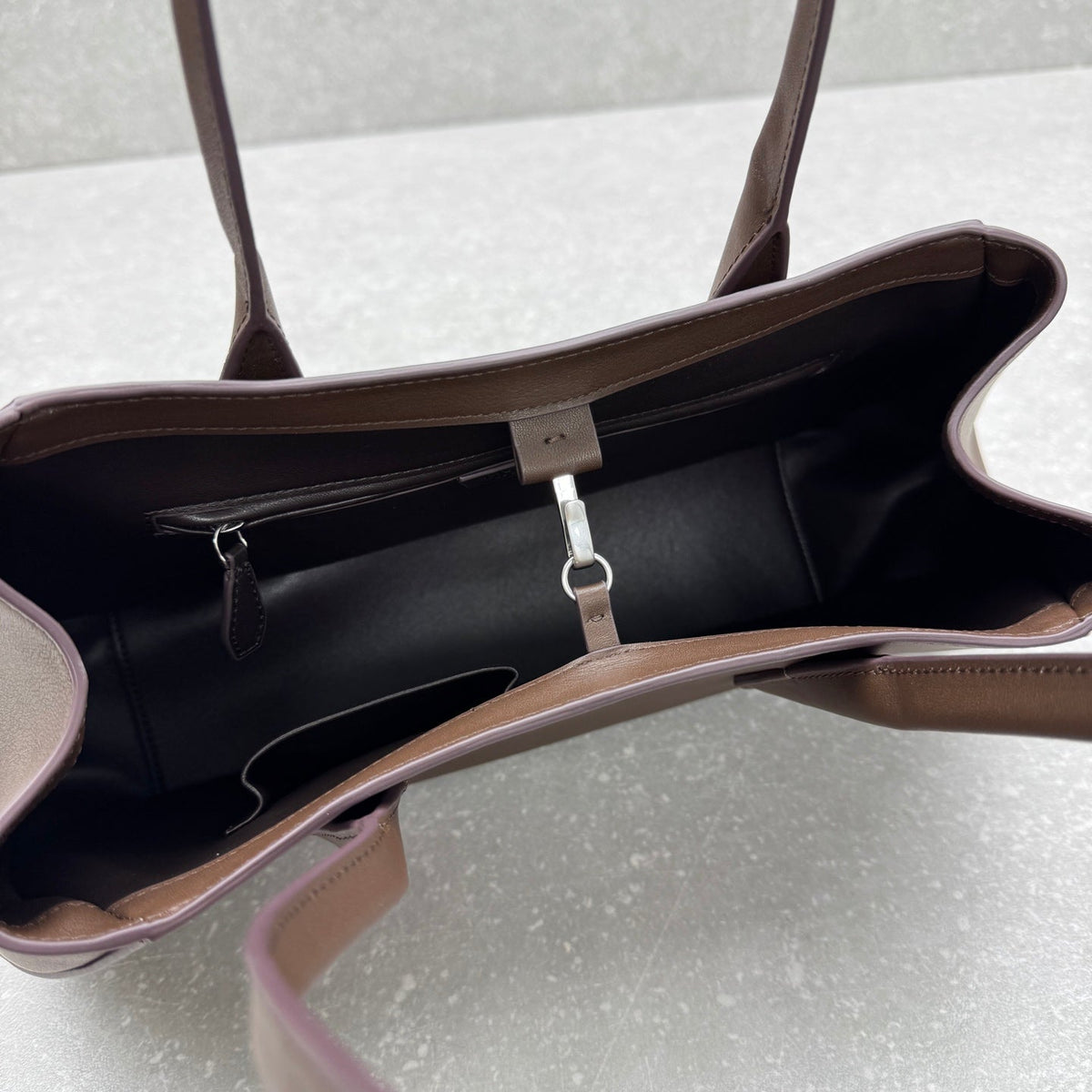 The Row 2025 Alger Bag 39cm Dark Brown Cowhide