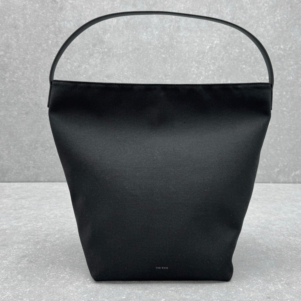 The Row 2025 Large N/S Park Tote Bag 43cm Black Leather Canvas