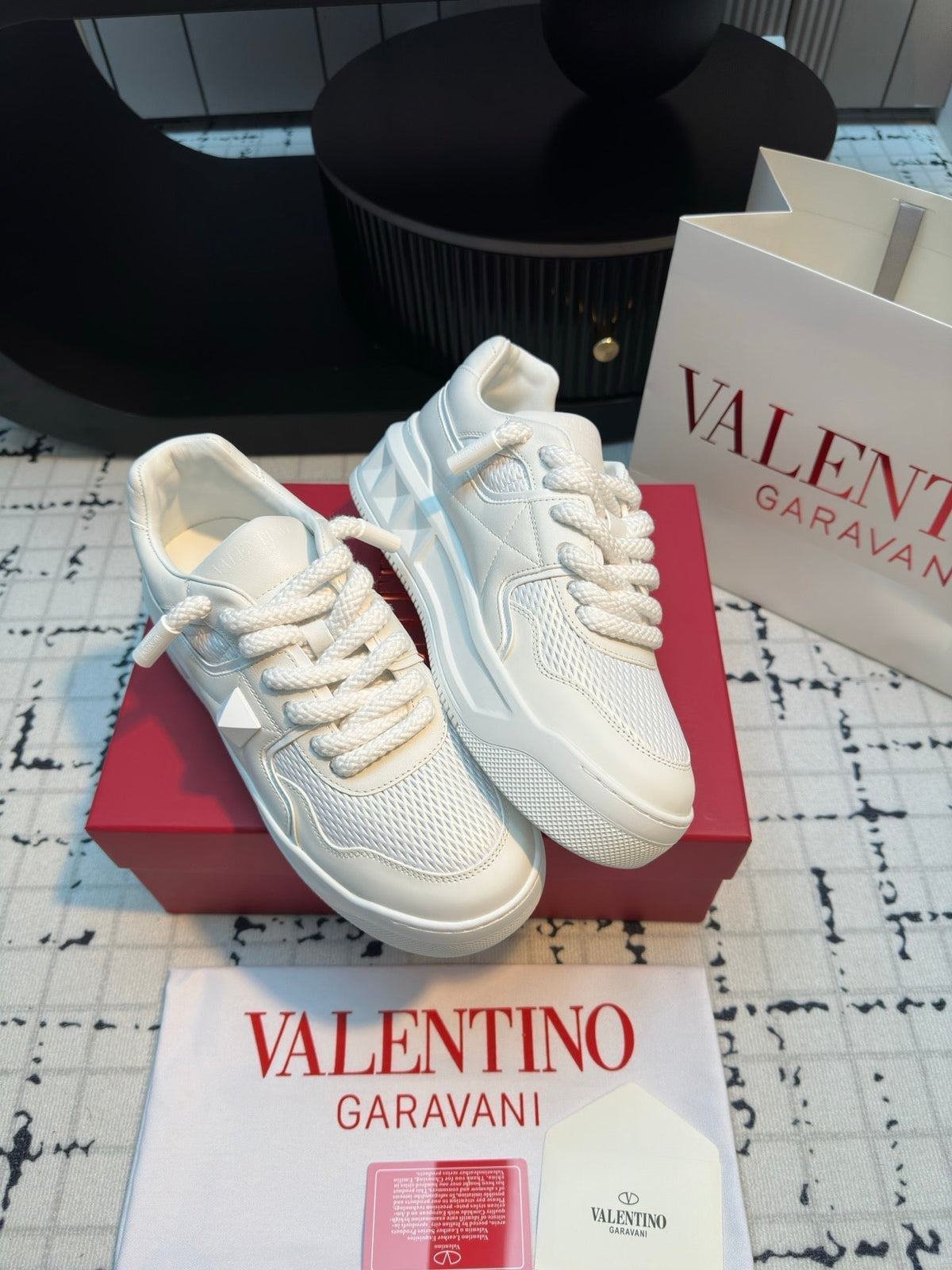 One Stud Xl Trainer In White Nappa Leather And Mesh Fabric 824990