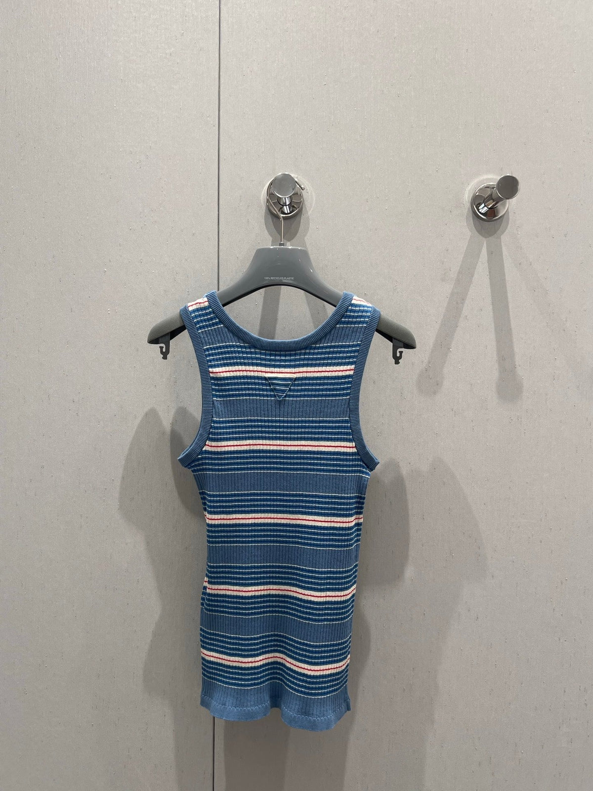 Prada 25 Sleeveless Knitted Vest Blue Cotton Poliamide 217852