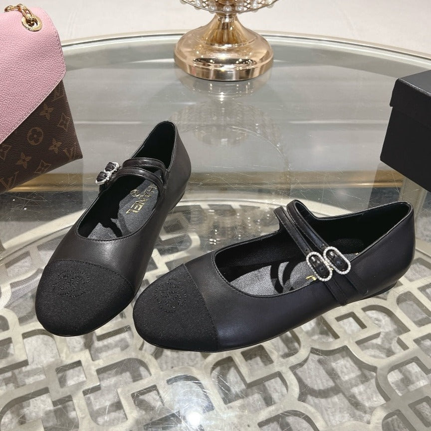 mary janes double buckle black calfskin grosgrain