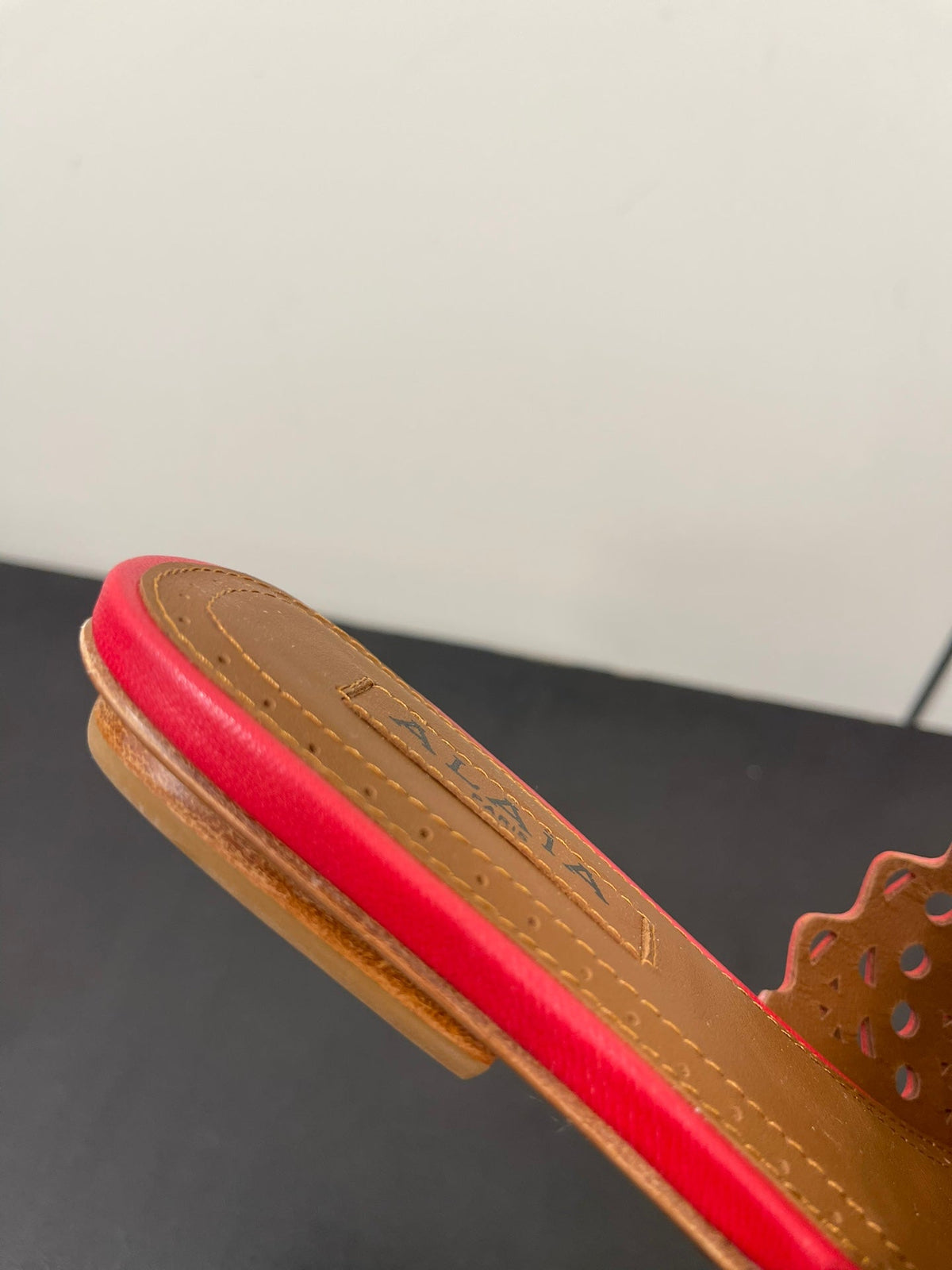 alaia mule red vienne lambskin