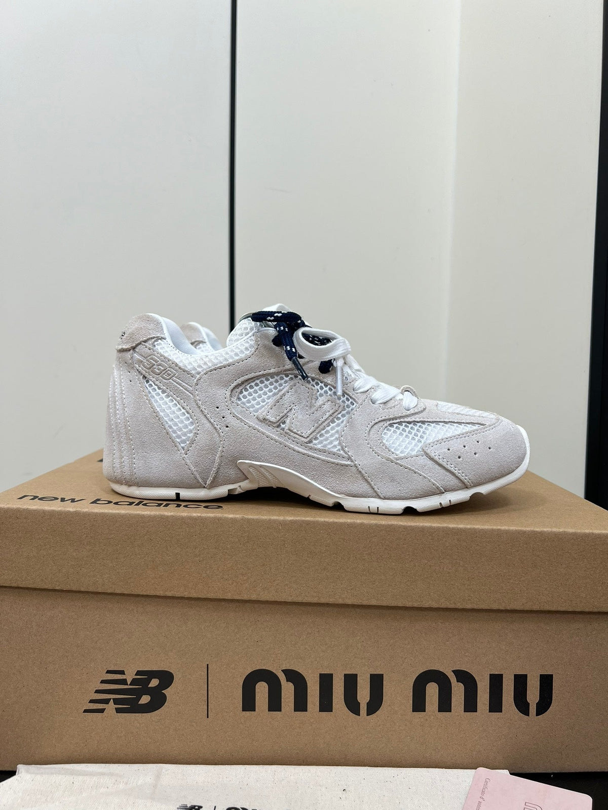 Miu Balance 530 SL Sneakers Gray And White Suede