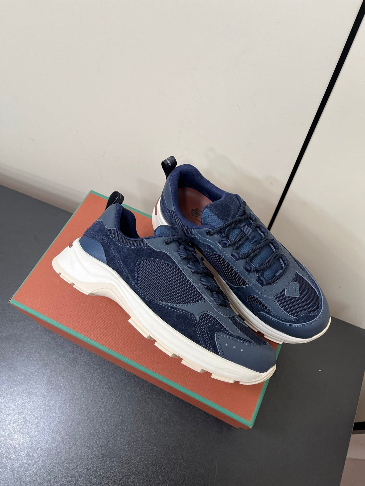 LP Cairn Walk Sneaker Navy Blue Calfskin and Fabric 210916