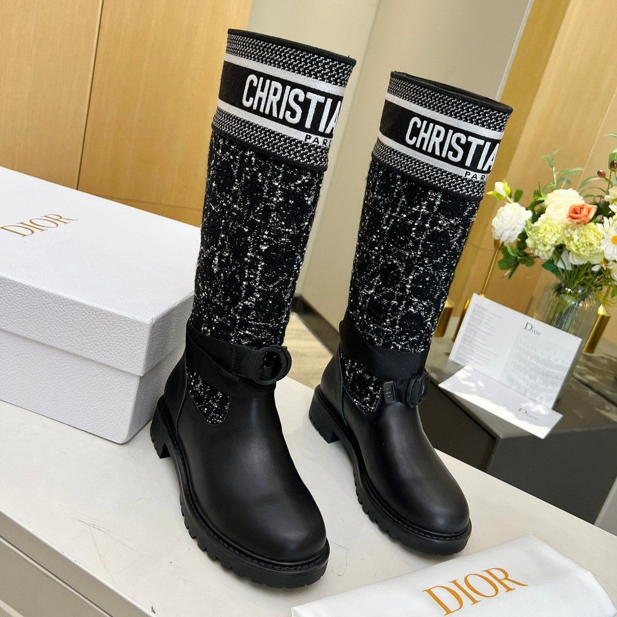 D-Major Boot In Black Denim Fabric And Lambskin 107716
