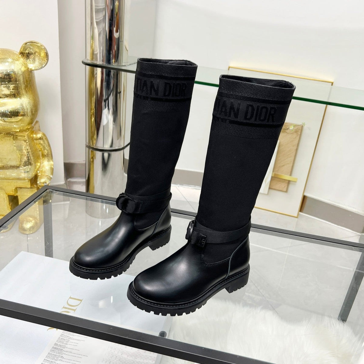 D-Major Boot In Black Stretch Wool And Lambskin 107721