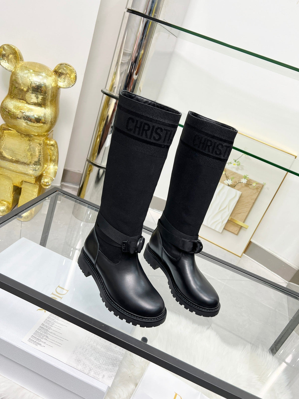 D-Major Boot In Black Stretch Wool And Lambskin 107721