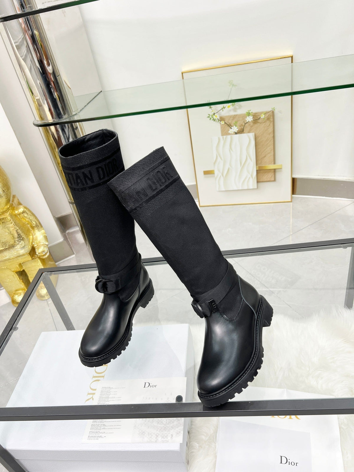 D-Major Boot In Black Stretch Wool And Lambskin 107721