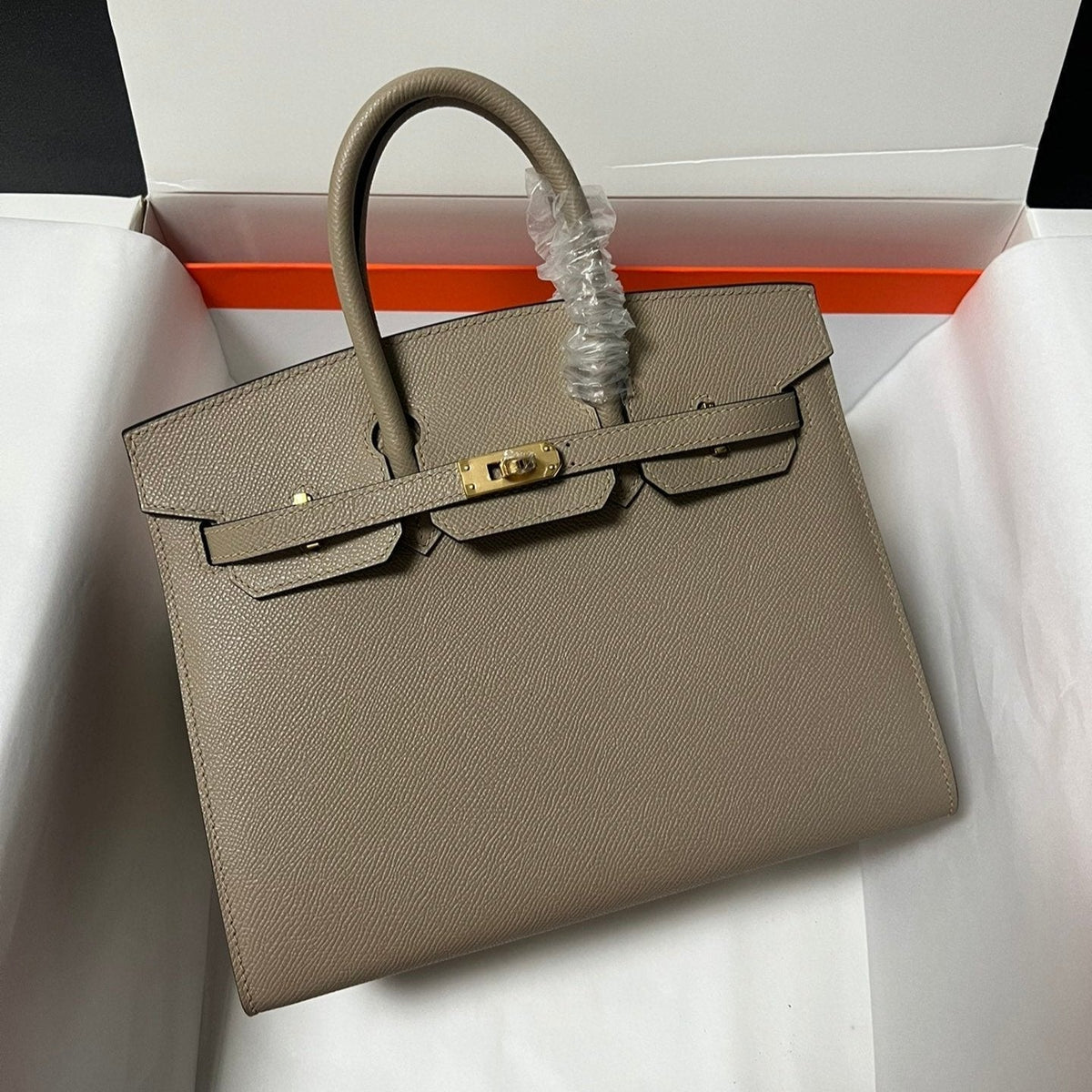 HM BIRKIN SELLIER ETOUPE GREY EPSOM LEATHER GOLD HARDWARE