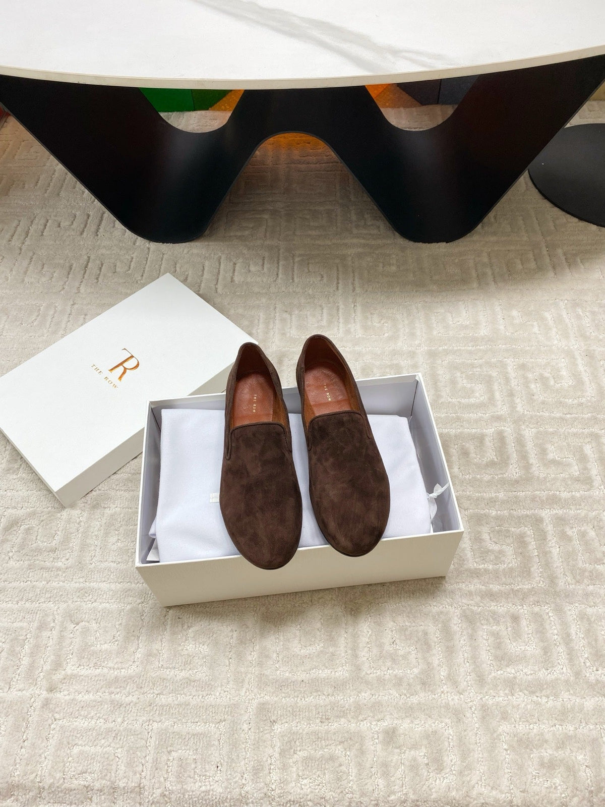 The Row 2025 Tipi Loafer Dark Brown Suede 541526