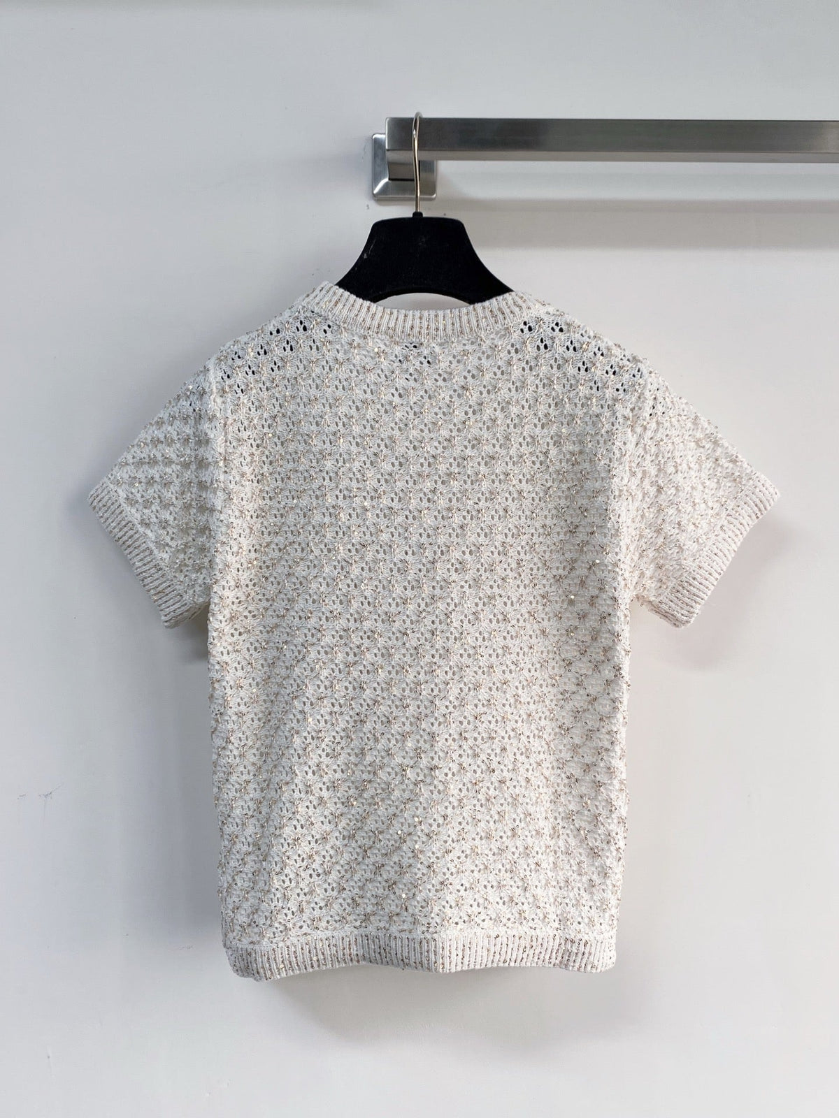 Chanel 2026 Knit Short-sleeved Shirt Off-white Wool 166806