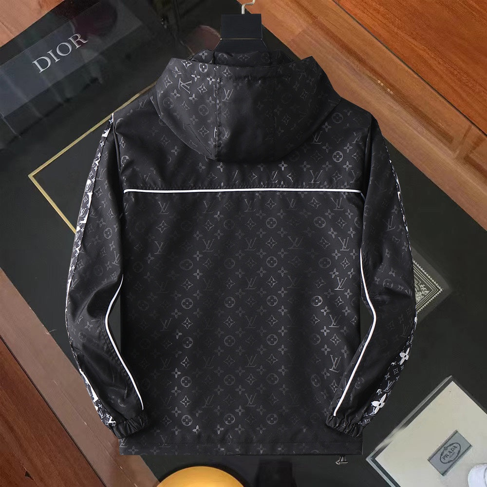 LV HOODED JACKET BLACK MIX WHITE MONOGRAM 239001