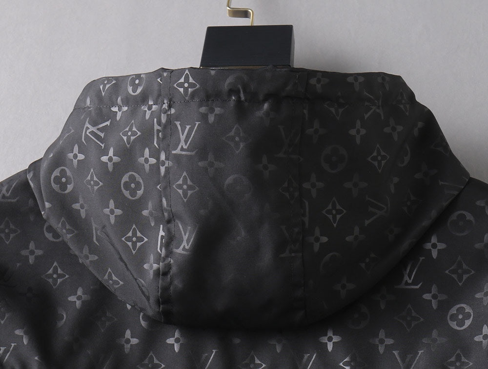 LV HOODED JACKET BLACK MIX WHITE MONOGRAM 239001