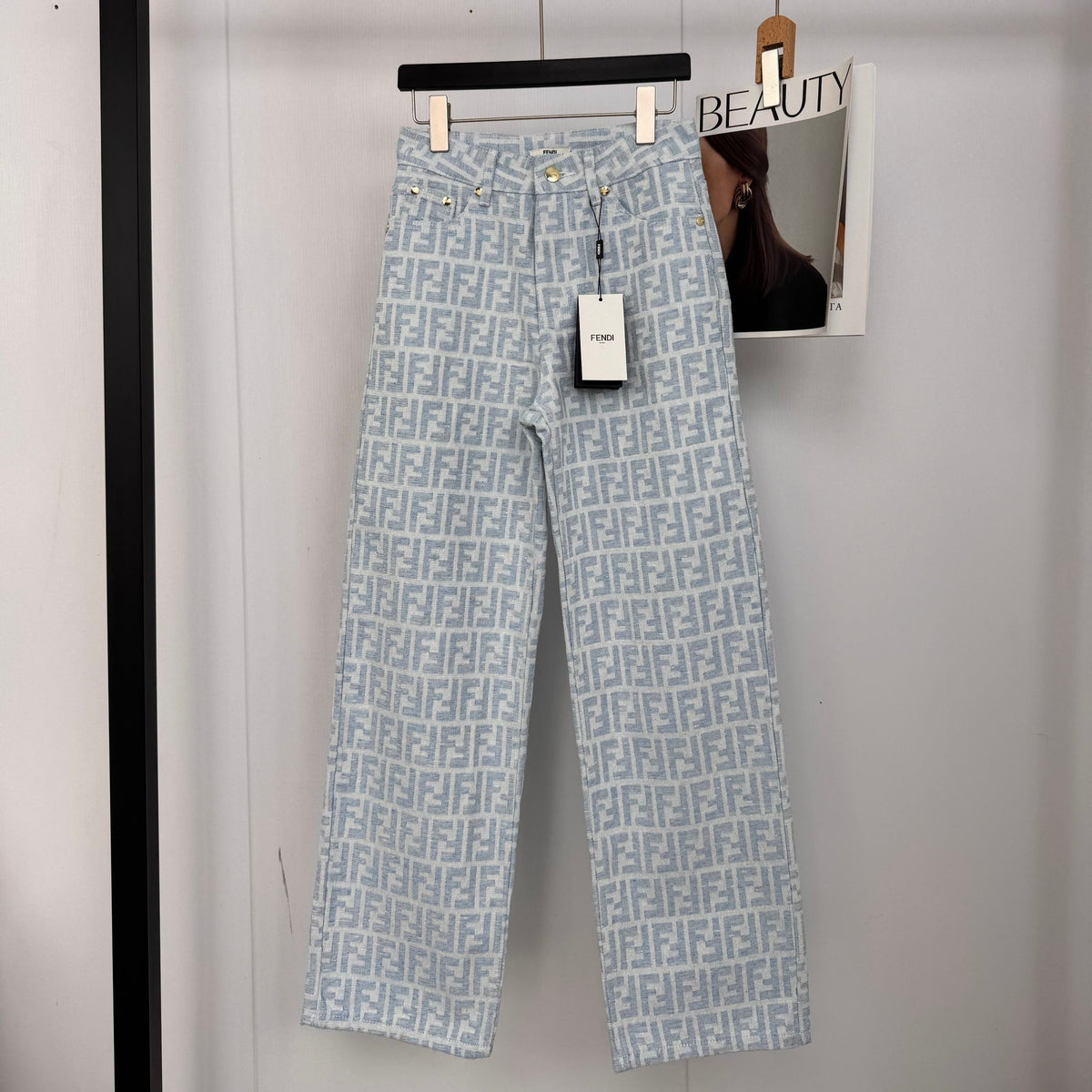 FF Light Blue Monogram Denim Jean