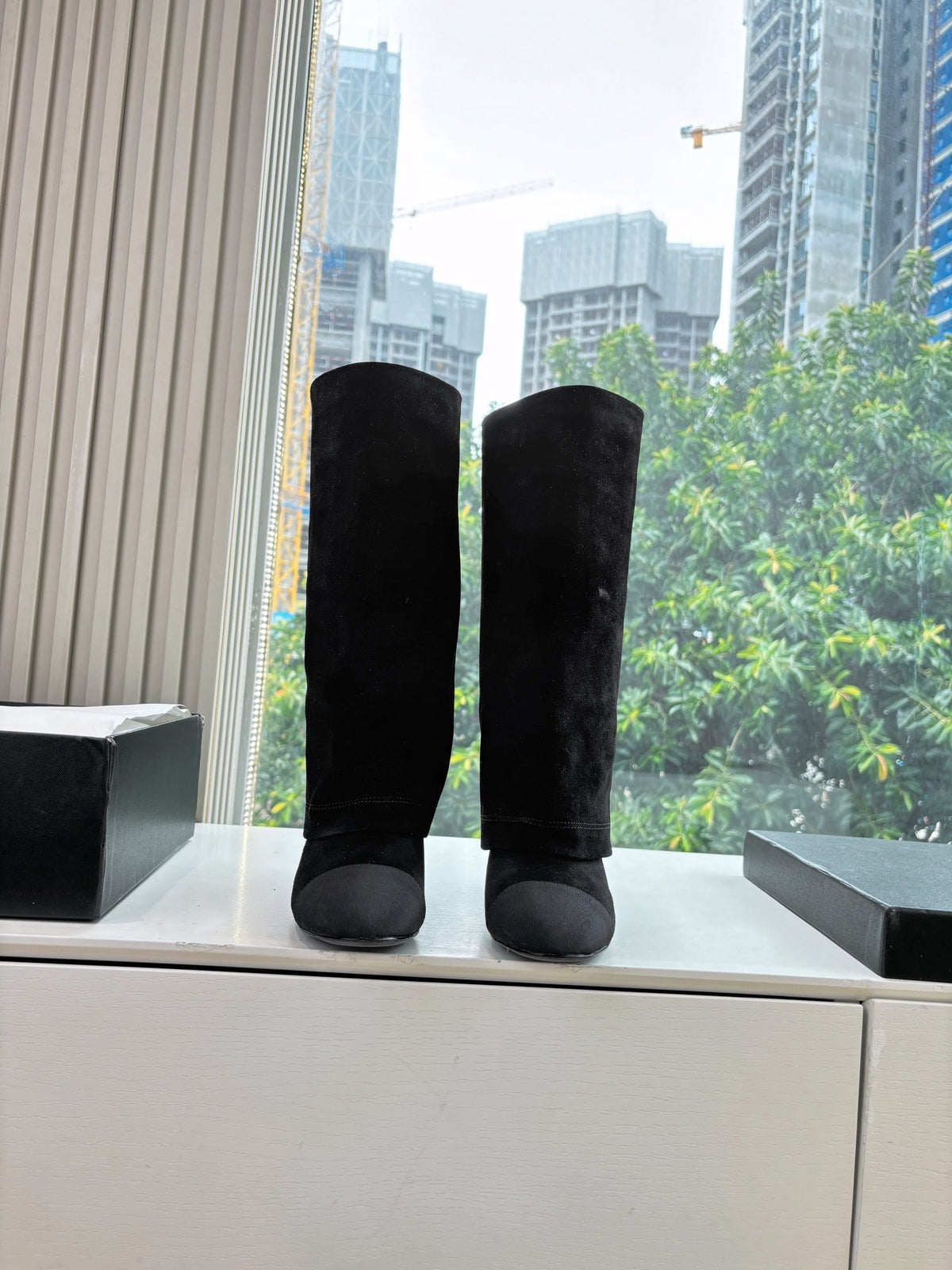 CC 25 High Boot Black Suede Grosgrain 430341