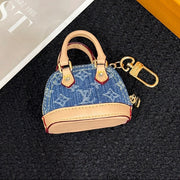 LV Alma Bag Charm Denim Blue mix Beige Cowhide Canvas