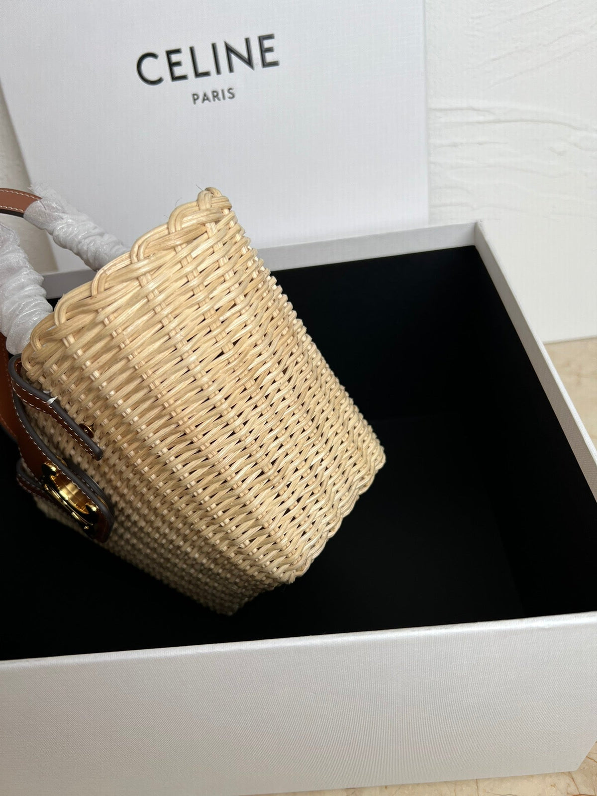 Celine Teen Couffin 32cm Wicker Brown Calfskin