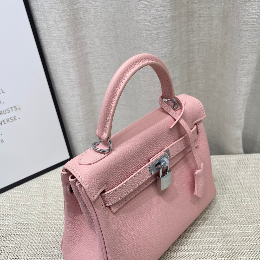 HM Kelly 25cm Pastel Pink Togo Leather Silver Hardware