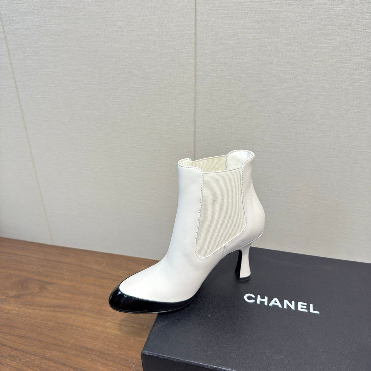 Chanel 2026 Two Tone Ankle Boots 85mm Leather 194819