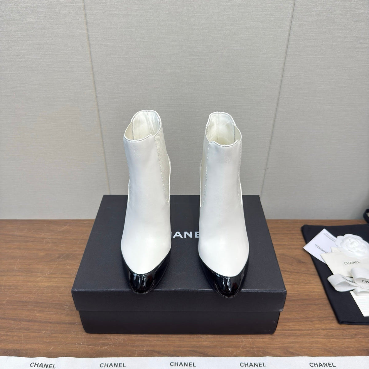 Chanel 2026 Two Tone Ankle Boots 85mm Leather 194819