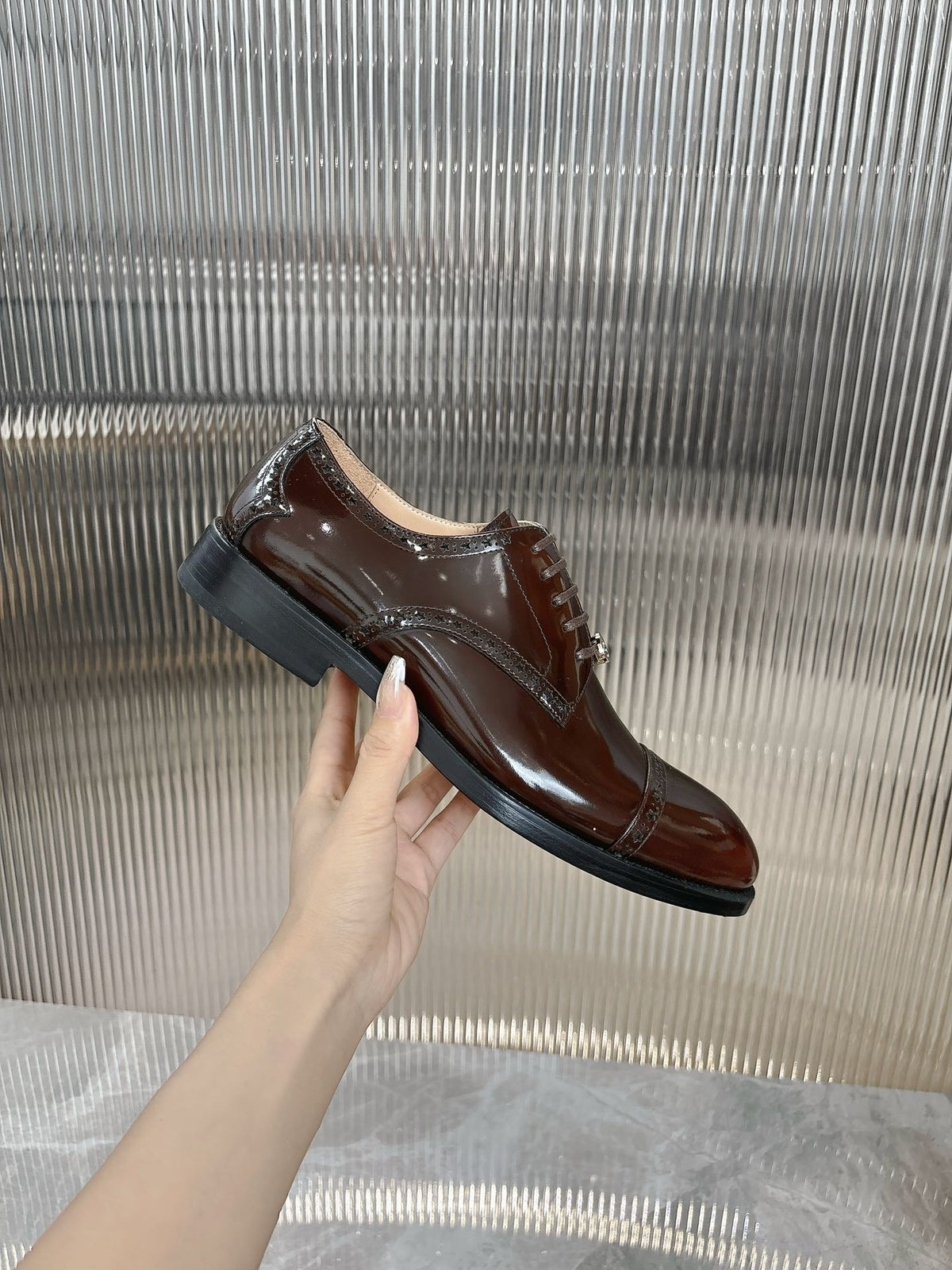 GG Men's Oxford Shoe Brown Patent Leather 524019