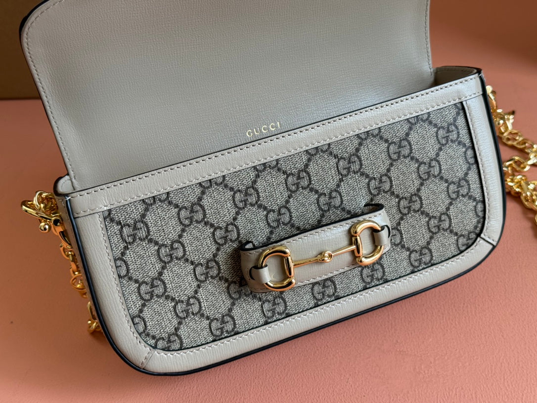 Gucci Horsebit 1995 Bag Ebony mix Beige Canvas 244275