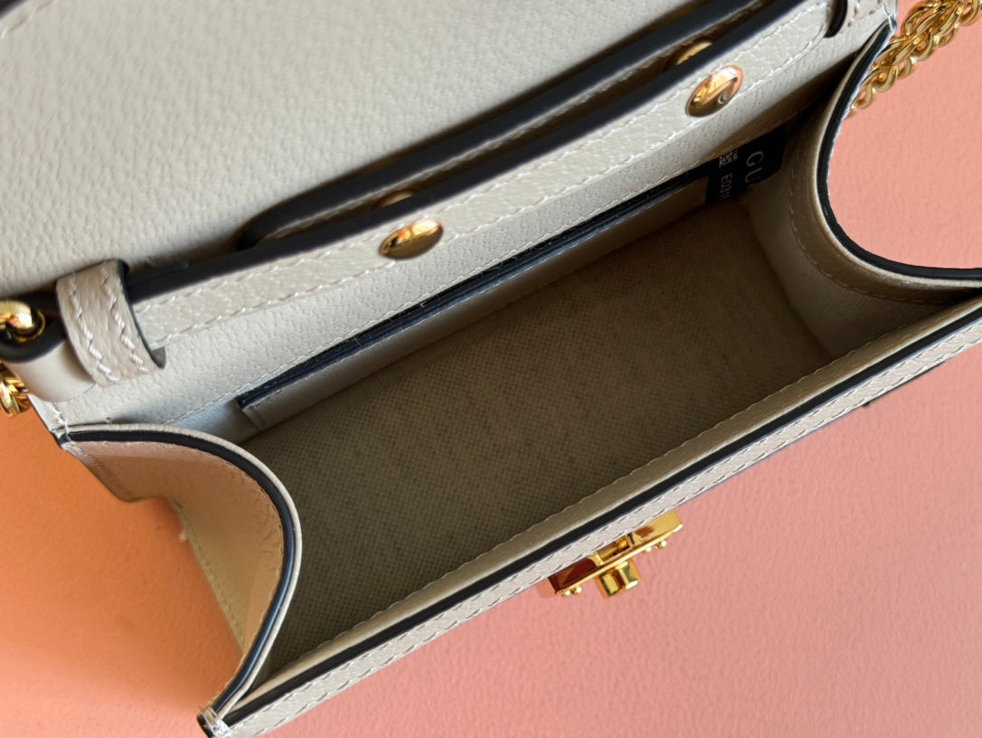 Gucci Ophidia 17.5cm Bag Beige White Canvas Leather 248488
