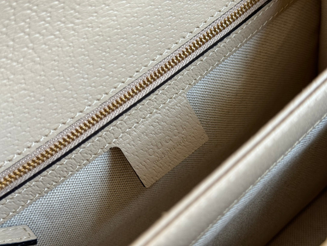 Gucci Ophidia 25cm Bag Beige White Canvas Leather 248494