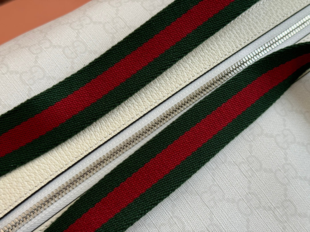 Gucci Travel Bag White Red Canvas 239930