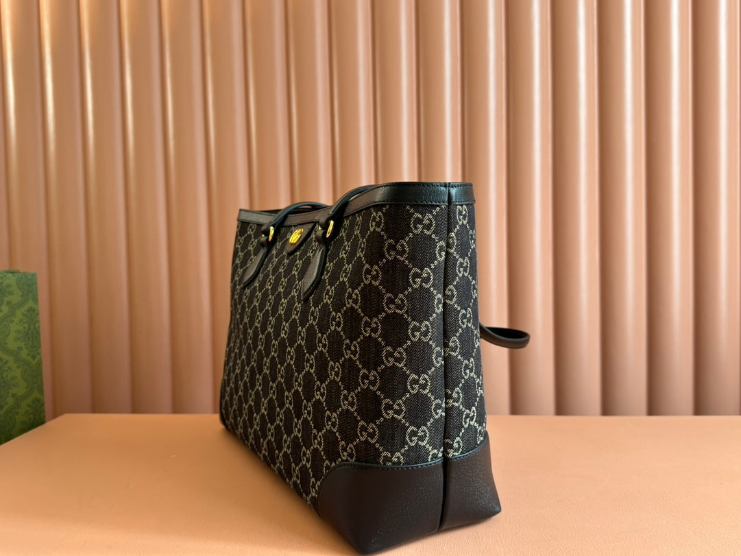 Gucci Ophidia 38cm Bag Black Leather Canvas 244459
