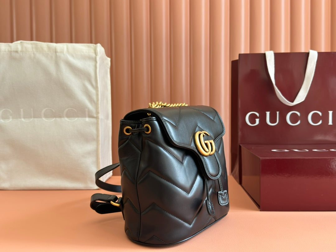Gucci GG Marmont Backpack Black Leather 248169