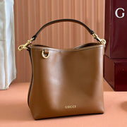 Gucci Emblem Mini Bucket Bag Brown Calfskin 244426