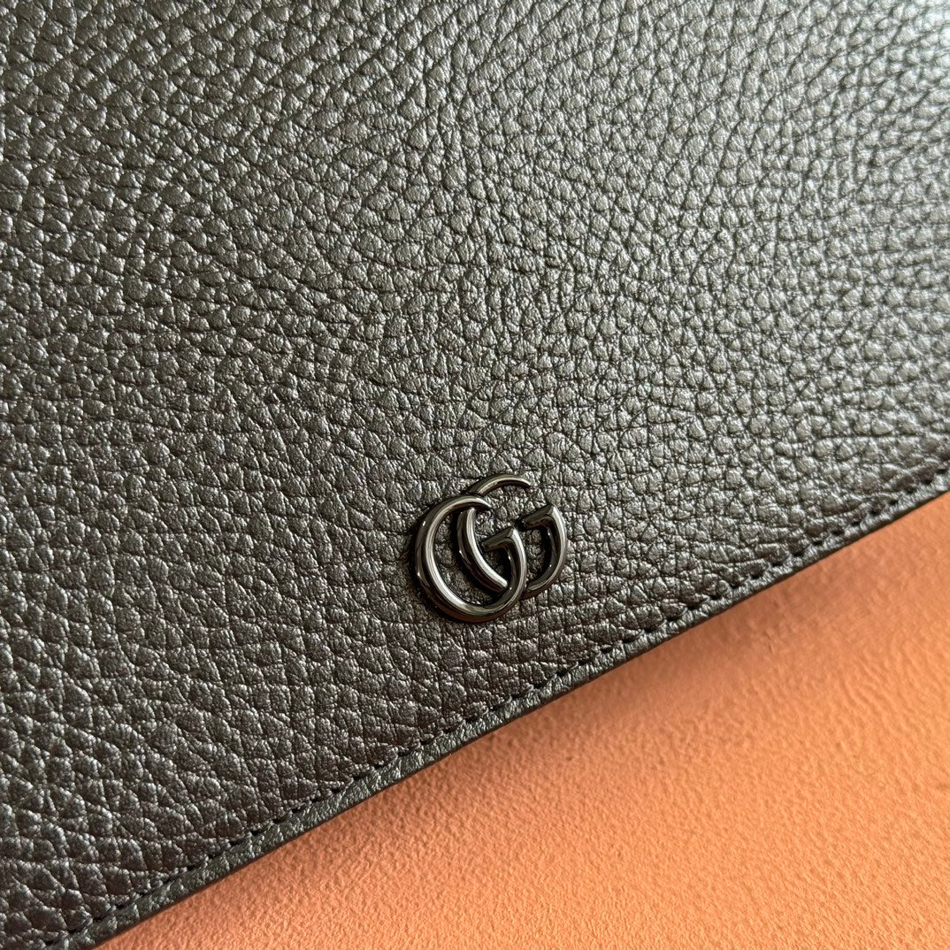 Gucci Marmont Chain Wallet Black Leather 255321