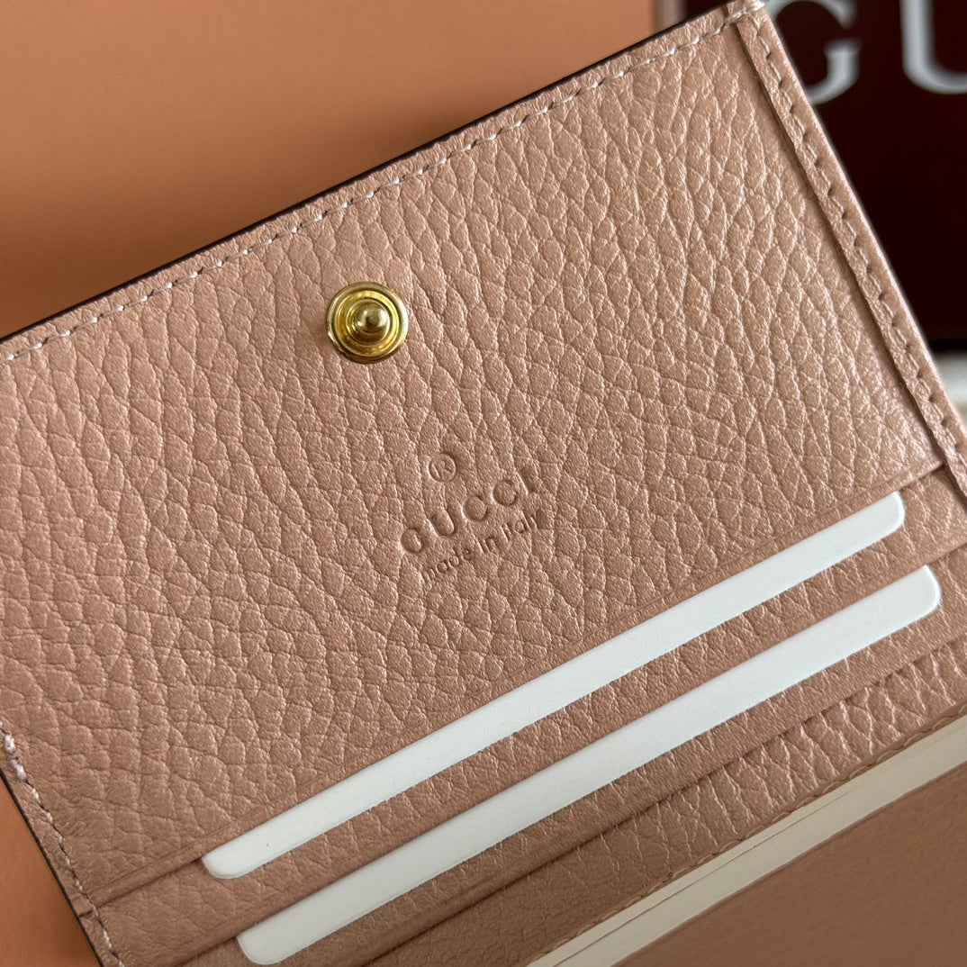Gucci Marmont Wallet Beige mix Pink Canvas Leather 255233