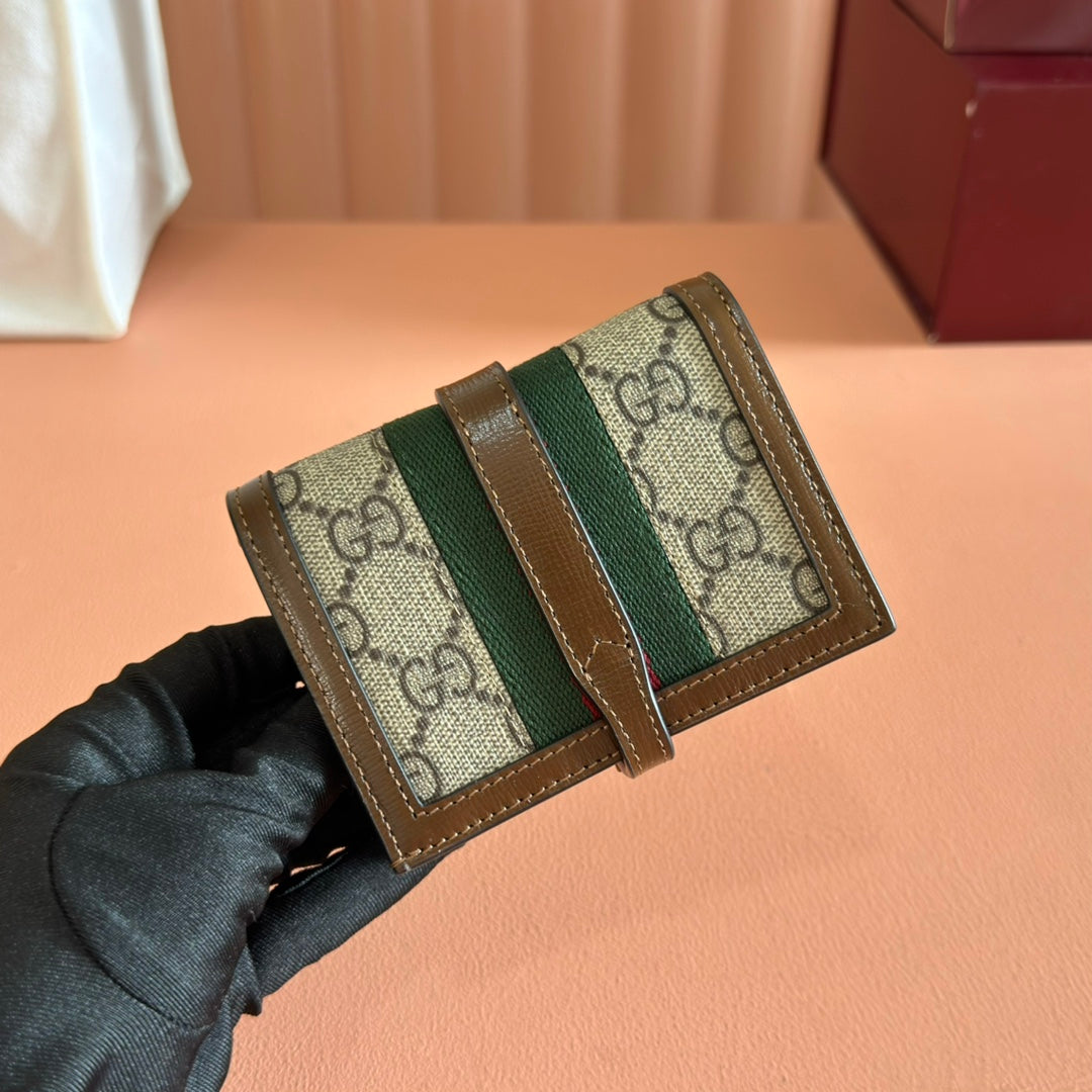 Gucci Jackie Wallet Ebony Brown Canvas Leather 255171