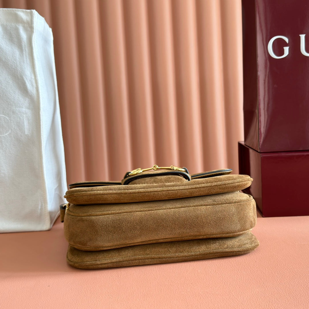 Gucci Horsebit 1955 Handbag 26 Brown Suede 271776