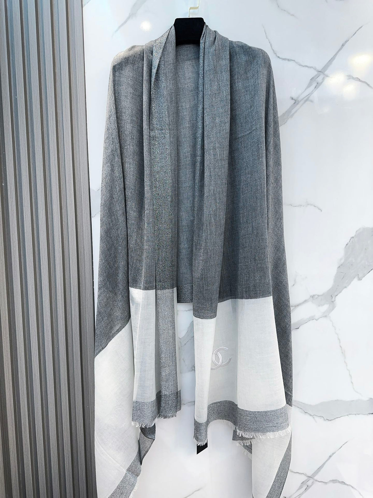 CC Scarf 200 CM In Grey Mix White Cashmere Silk  416880