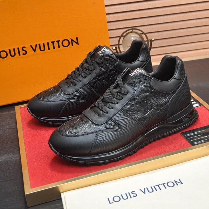 LV TRAINER SHOES IN BLACK EMBOSSED LAMBSKIN