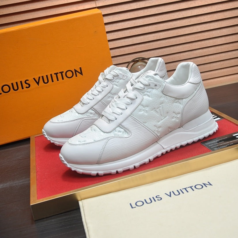 LV TRAINER SHOES IN WHITE EMBOSSED LAMBSKIN